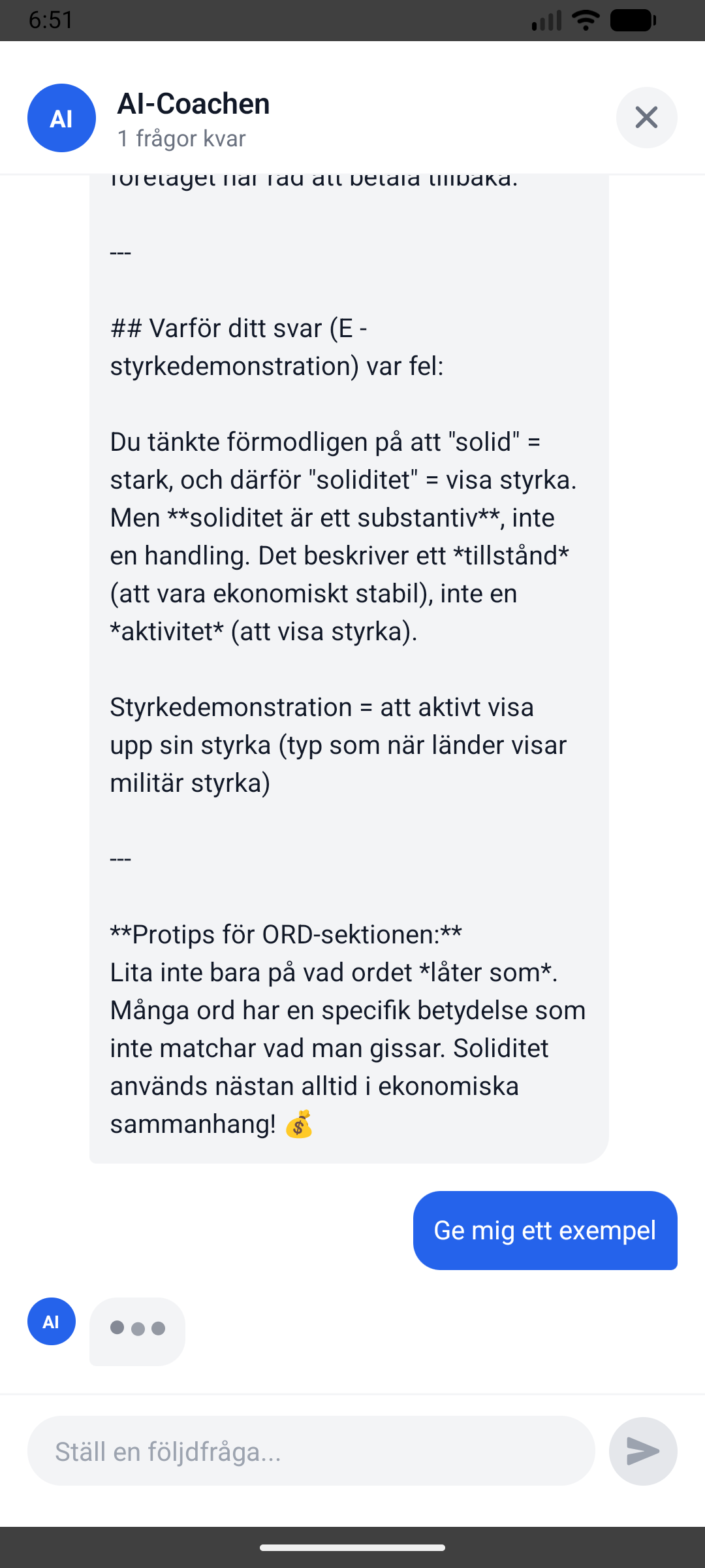 AI-förklaring i Högskoleprovet AI Coach