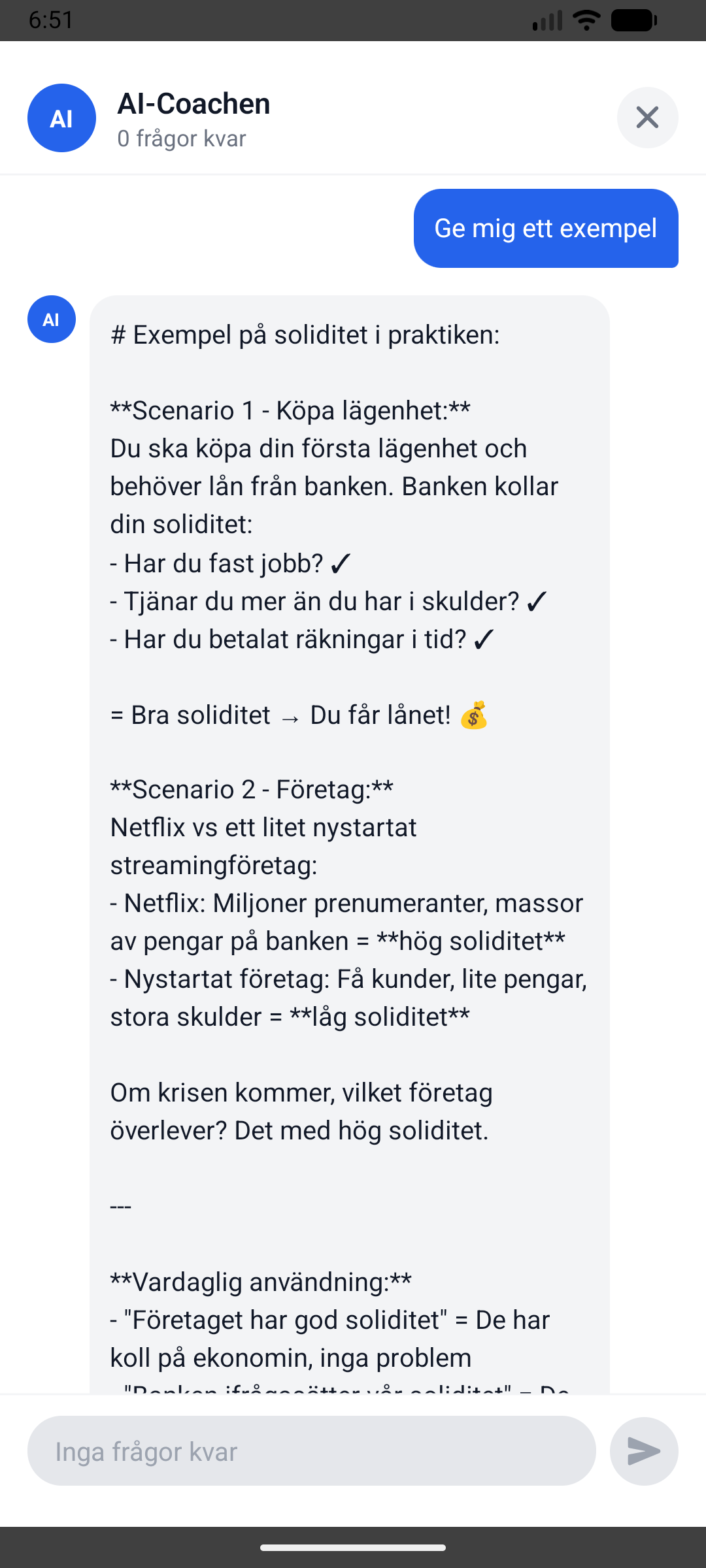 Detaljerad AI-förklaring i appen